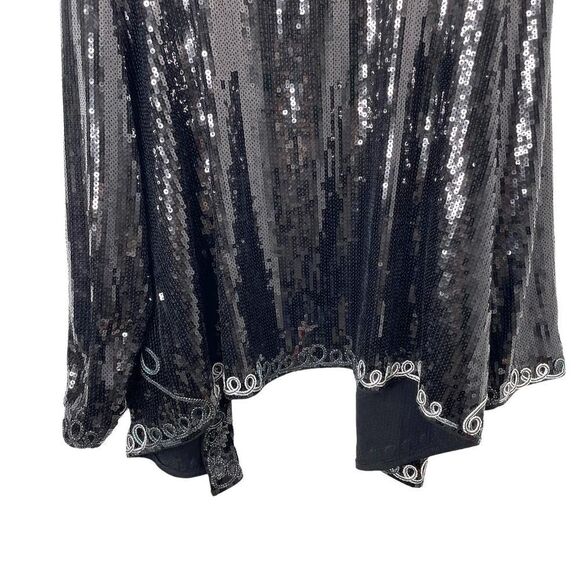 Investments Black Silver Embroidered Sequin Blazer Jacket Sz L - Picture 7 of 9